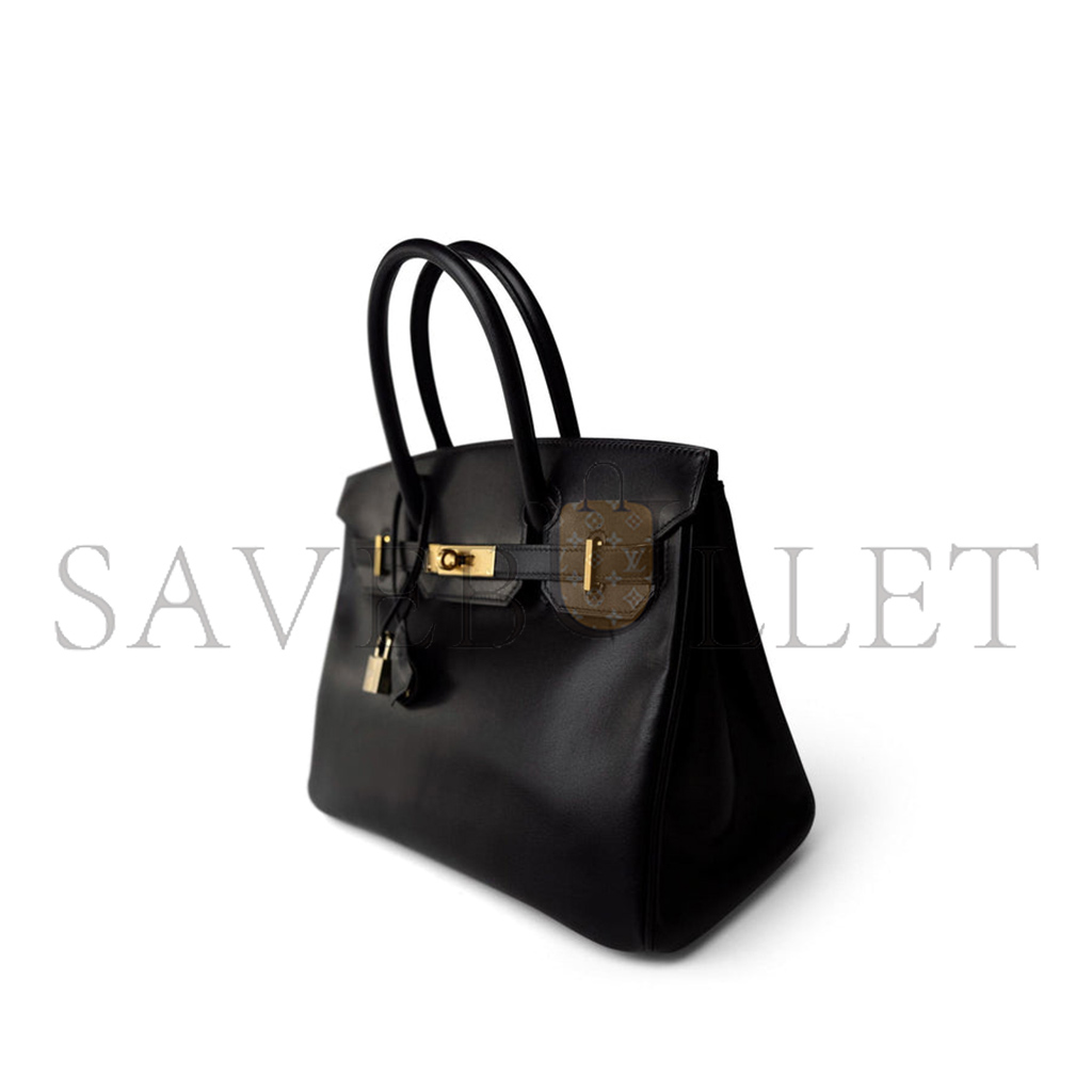 H**mes master birkin 30 box leather black gold buckle h029281ck62 (30*23*15cm)